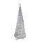 6ft. Pre-Lit Silver Tinsel Pop-Up Artificial Christmas Tree, Clear Lights